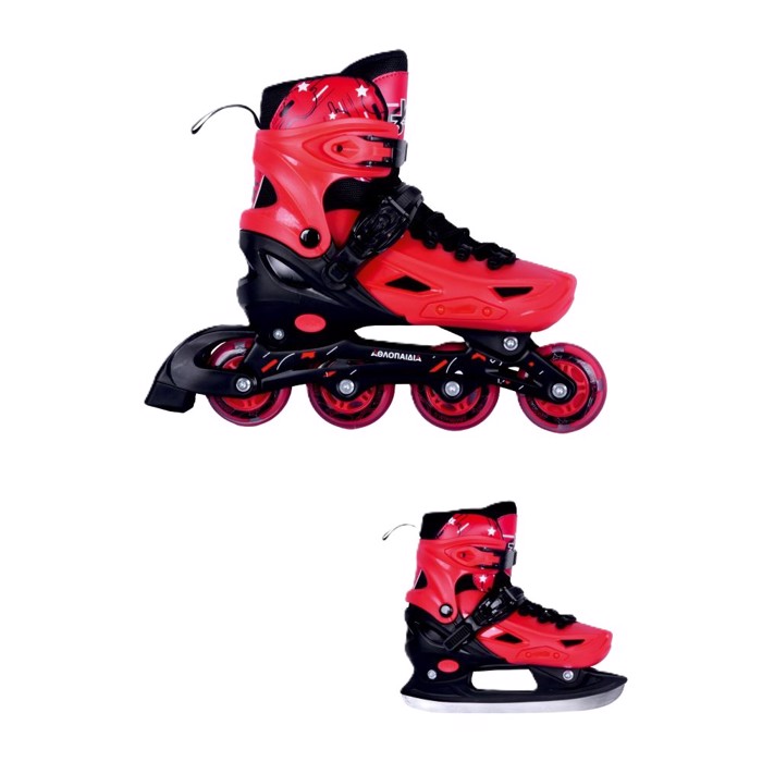 3K Afxomeioumena Patinia/Roller Skates/Pagpedila 3 se 1 - Kokkino