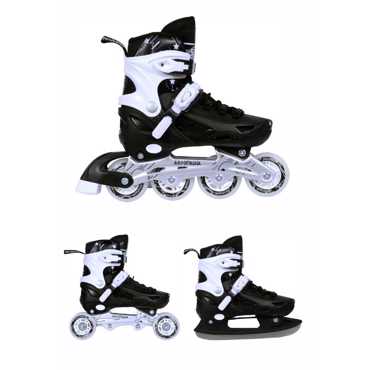 3K Adjustable Kids Inline/Roller Skates/Ice Skates 3 in 1 - Black 3K Adjustable Kids Inline/Roller Skates/Ice Skates 3 in 1 - Black
