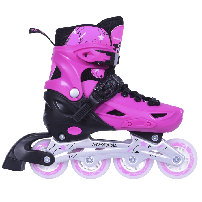 3K Adjustable Kids Inline/Roller Skates/Ice Skates 3 in 1 - Pink 3K Afxomeioumena Patinia/Roller Skates/Pagpedila 3 se 1 - Roz