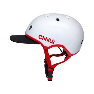 ENNUI Elite White Red Shiny Helmet With Removable Peak  - White/Red