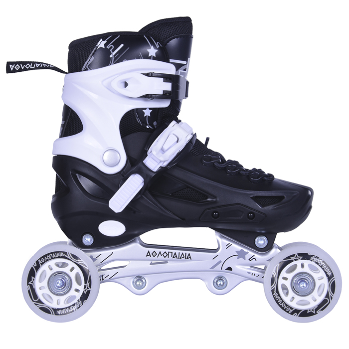 3K Adjustable Kids Inline/Roller Skates/Ice Skates 3 in 1 - Black 3K Afxomeioumena Patinia/Roller Skates/Pagpedila 3 se 1 - Mavro