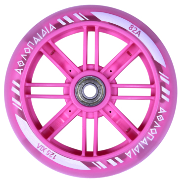 ΑΘΛΟΠΑΙΔΙΑ ροδάκι 125χιλ. φωτιζόμενο με ρουλεμάν, εμπρόσθιο, για πατίνι 61214 - Ροζ