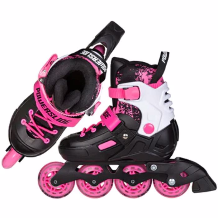POWERSLIDE Khaan Magic Pink Adjustable Inline Skates - Black/White/Pink POWERSLIDE Khaan Magic Pink Afxomeioumena Patinia - Mavro/Lefko/Roz