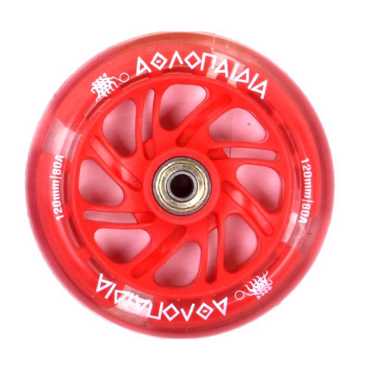 Αθλοπαιδιά Ροδάκι 120χιλ. Αυτοφωτιζόμενο με Ρουλεμάν για Πατίνι 61212, Κόκκινο