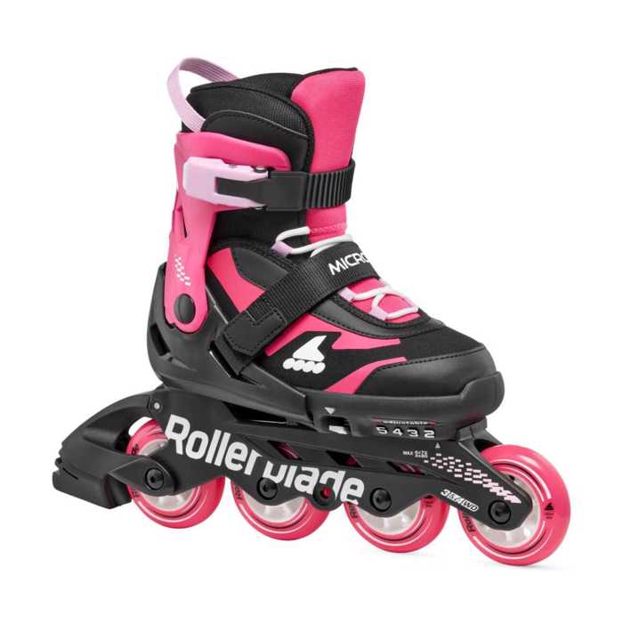 ROLLERBLADE Microblade Adjustable Inline Skates - Black/Pink ROLLERBLADE Microblade Afxomeioumena Patinia - Mavro/Roz