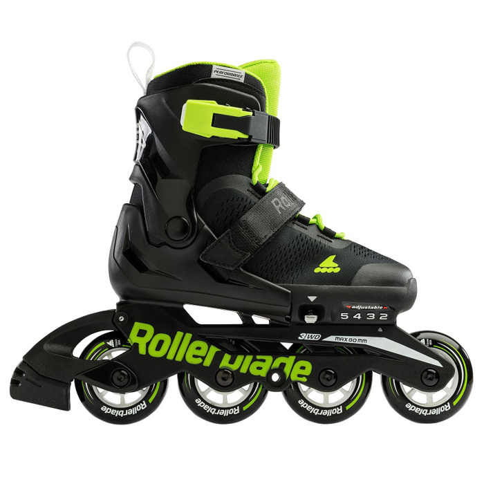 ROLLERBLADE Microblade Adjustable Inline Skates - Black/Green ROLLERBLADE Microblade Afxomeioumena Patinia - Black/Green