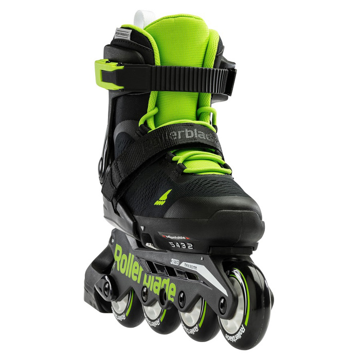 ROLLERBLADE Microblade Adjustable Inline Skates - Black/Green ROLLERBLADE Microblade Afxomeioumena Patinia - Black/Green